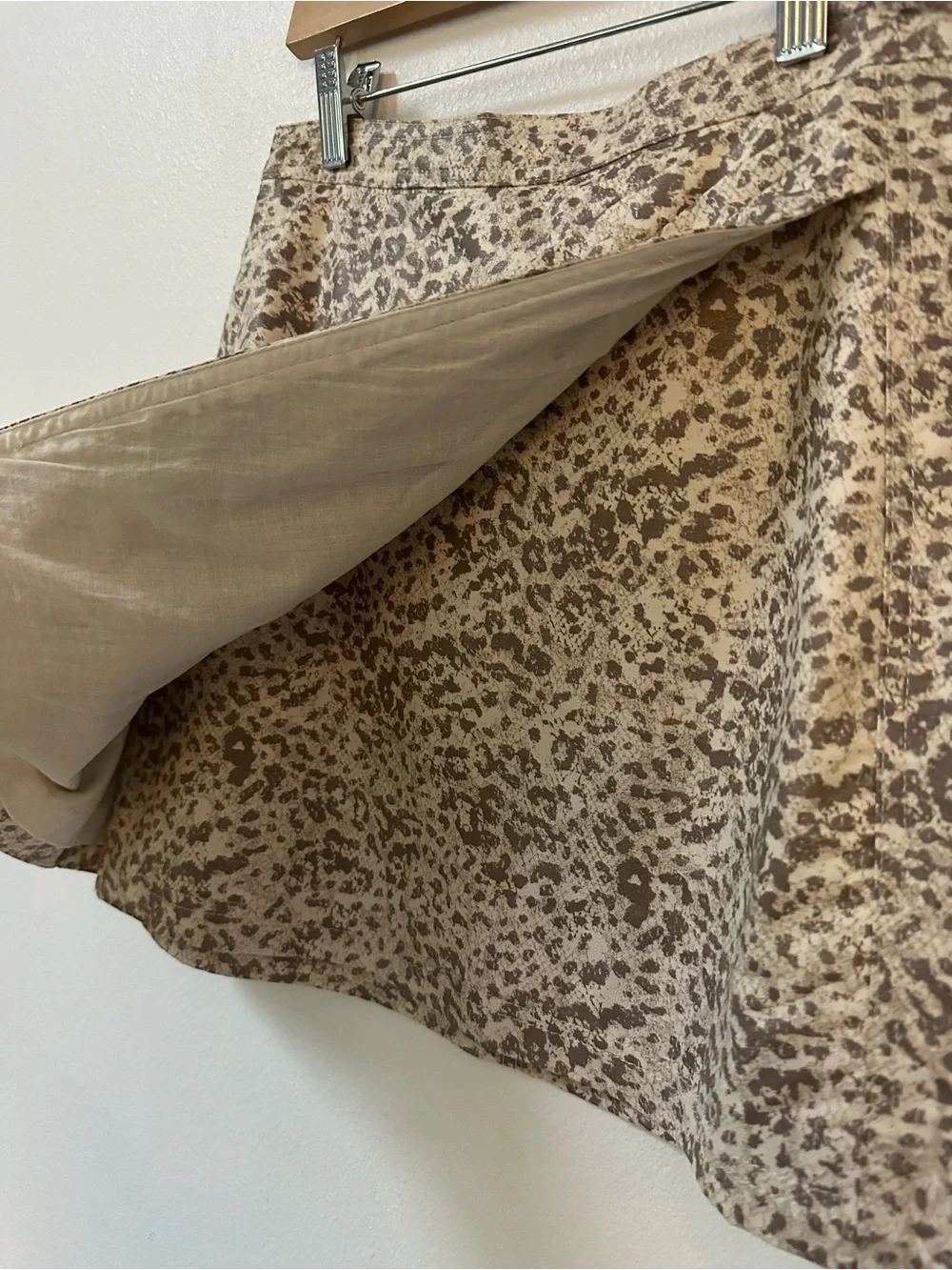 Free People Skirt Size 2 Fake Out Leopard Print Faux Leather Light Combo